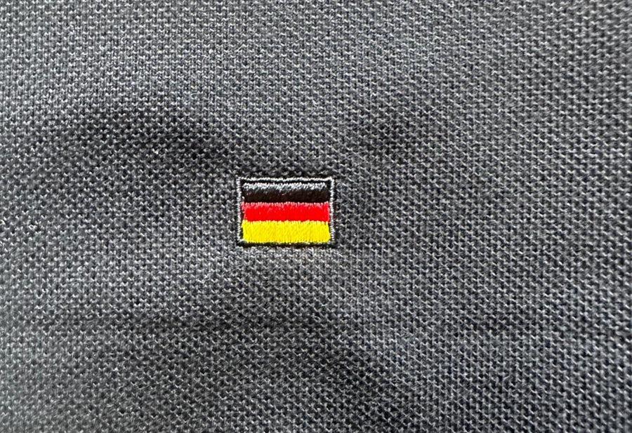 Damen Polohemd schwarz figurbetont Deutschlandflagge