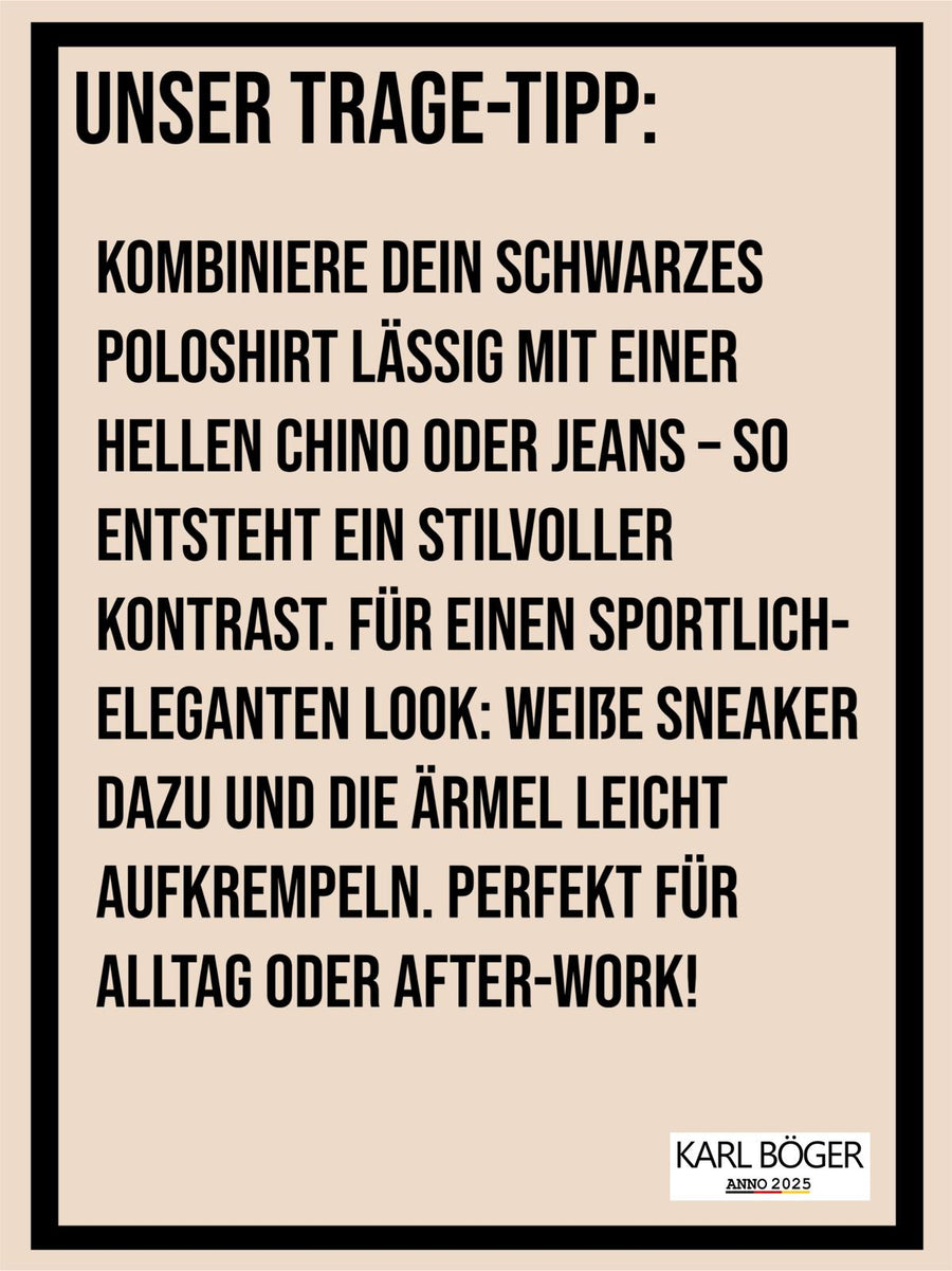 Herren Polohemd schwarz figurbetont Deutschlandflagge