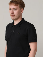 Herren Polohemd schwarz figurbetont Deutschlandflagge