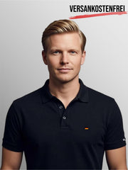 Herren Polohemd schwarz figurbetont Deutschlandflagge