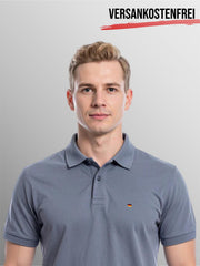 Herren Polohemd anthrazit figurbetont Deutschlandflagge