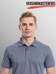 Herren Polohemd anthrazit figurbetont Deutschlandflagge
