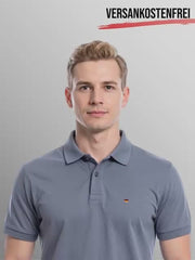 Herren Polohemd anthrazit figurbetont Deutschlandflagge