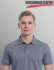 Herren Polohemd anthrazit figurbetont Deutschlandflagge